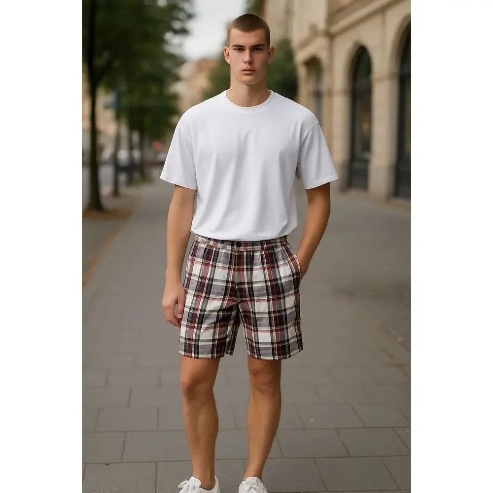 Jack Spade Shorts Men's‎ Size 30 Multicolor Plaid Chino Cotton 8 inch Inseam